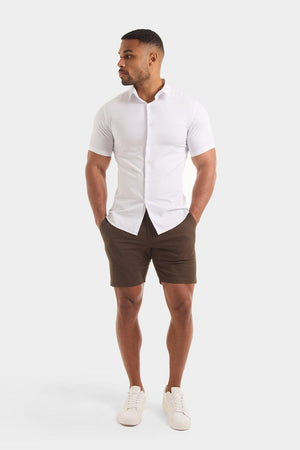 Athletic Fit Short Sleeve Bamboo Shirt in White - TAILORED ATHLETE - USA