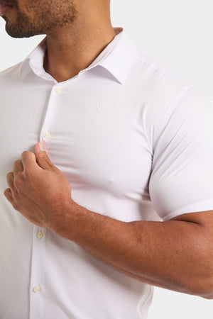 Athletic Fit Short Sleeve Bamboo Shirt in White - TAILORED ATHLETE - USA