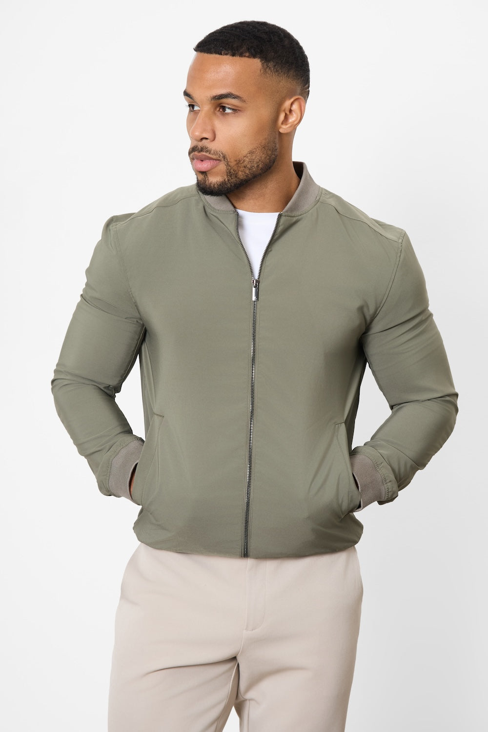 Light Weight Bomber Jacket in Khaki - TAILORED ATHLETE - USA