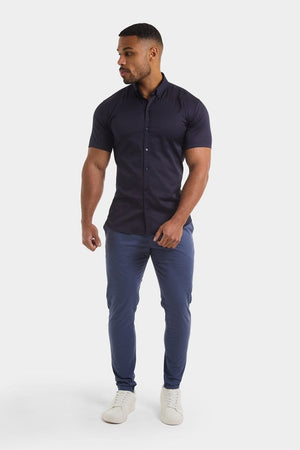 Athletic Fit Short Sleeve Signature Shirt in Navy - TAILORED ATHLETE - USA