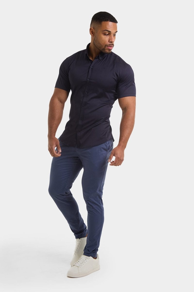 Athletic Fit Short Sleeve Signature Shirt in Navy - TAILORED ATHLETE - USA