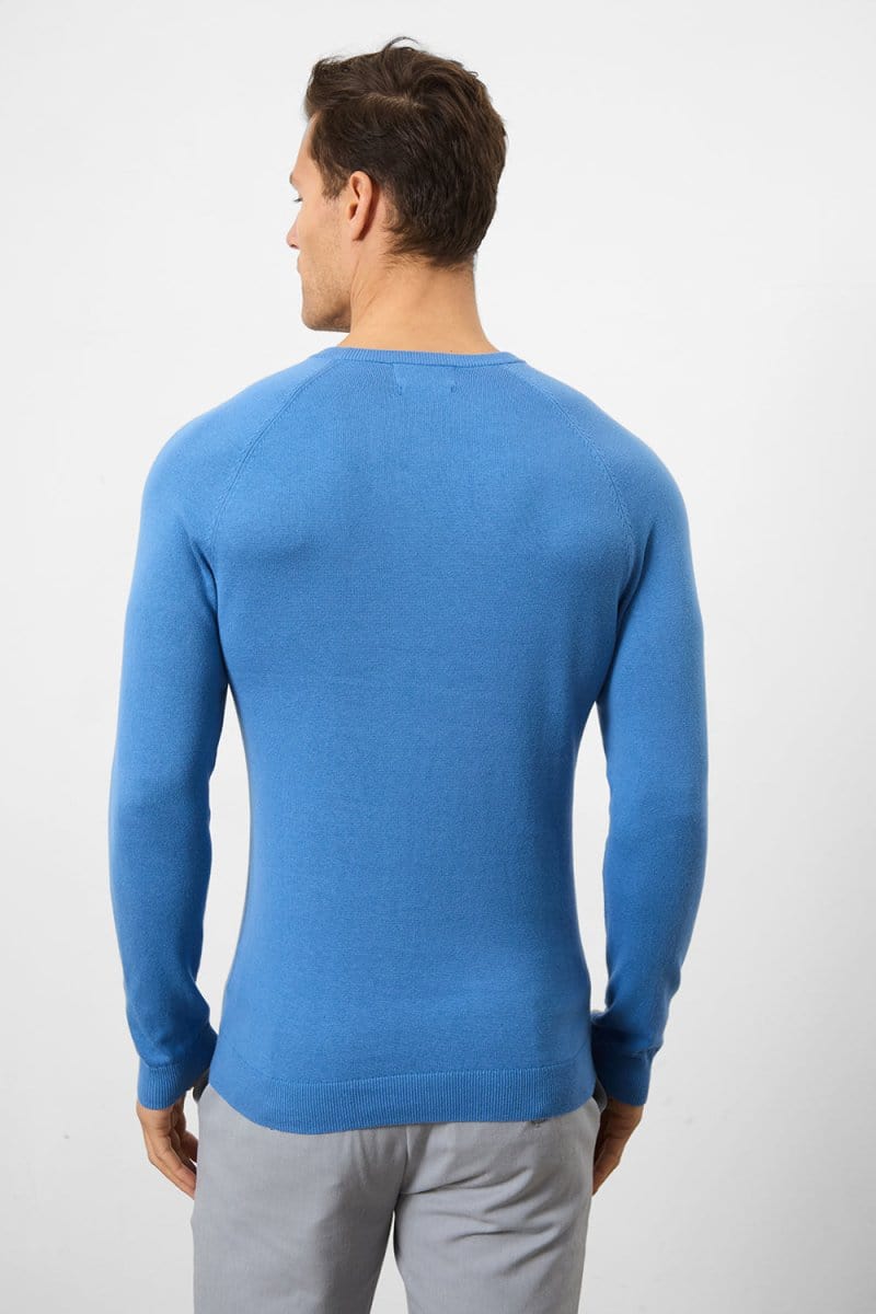 Cotton Crew Neck in Ocean Blue - TAILORED ATHLETE - USA