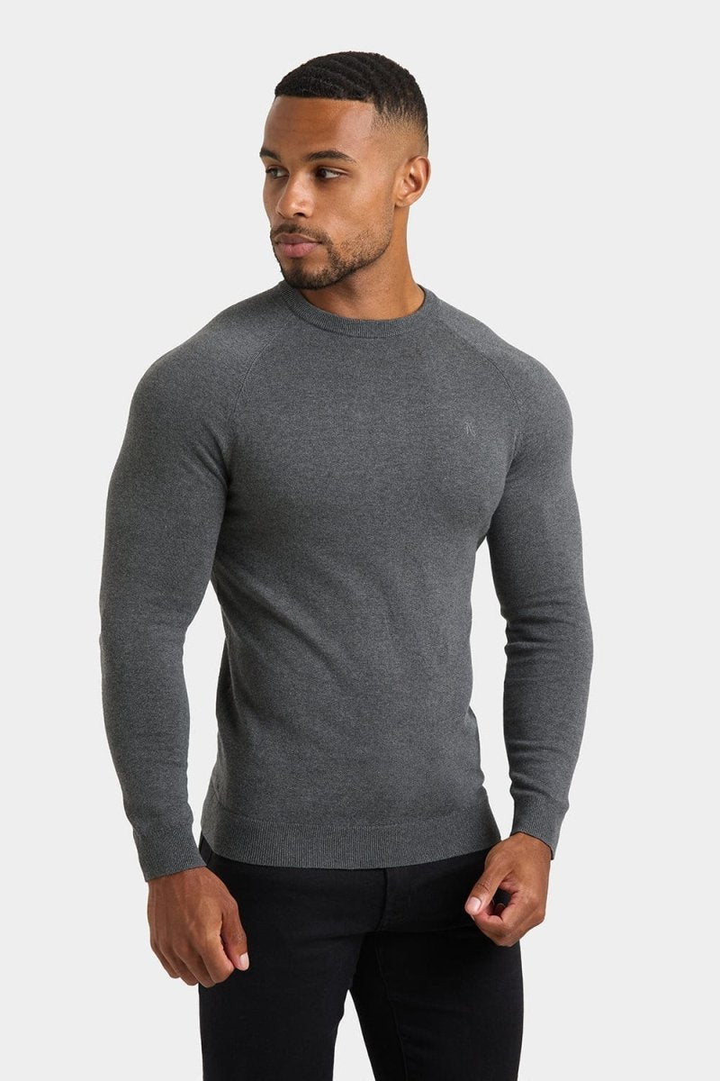 Cotton Crew Neck in Dark Grey Marl - TAILORED ATHLETE - USA