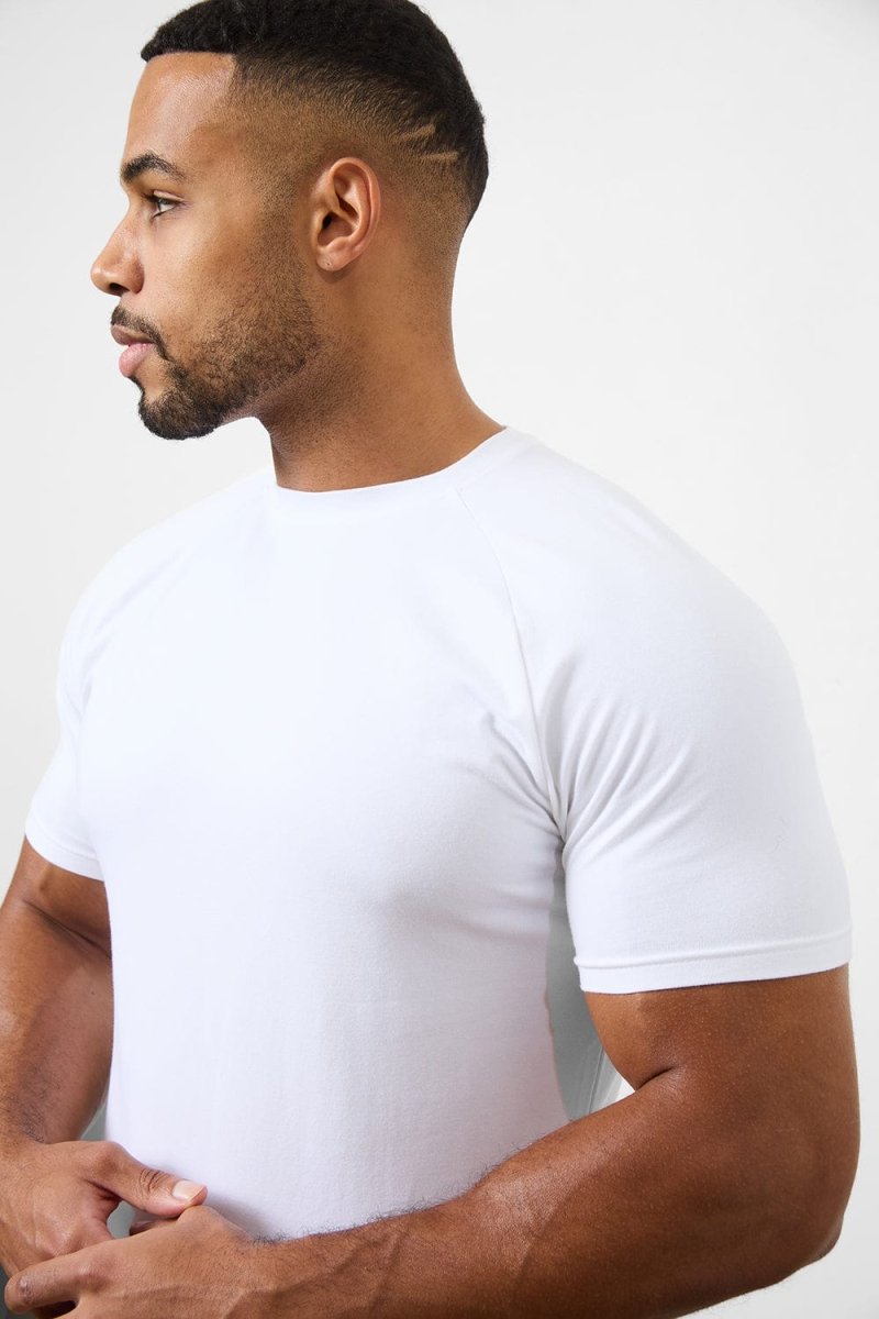 3 Pack Athletic Fit Crew Neck T-Shirt in White - TAILORED ATHLETE - USA