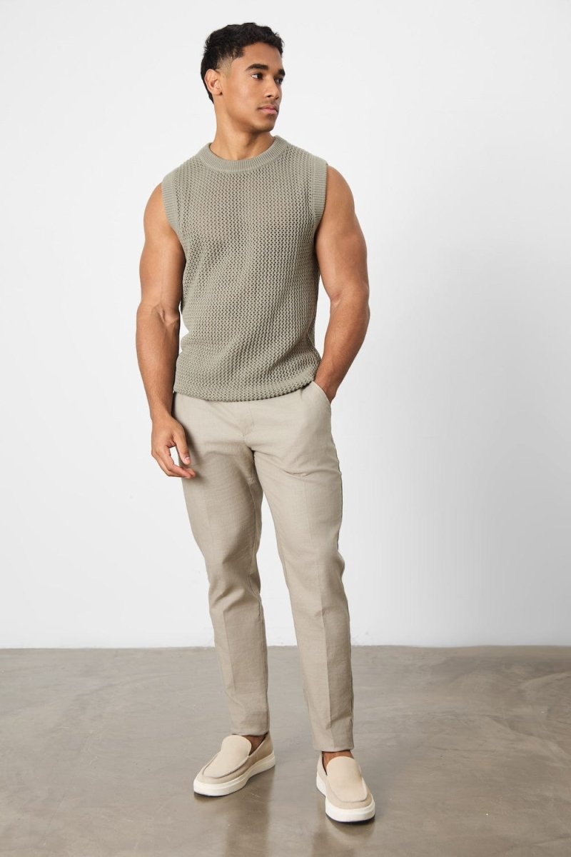 Crochet Knitted Tank Top in Soft Sage - TAILORED ATHLETE - USA