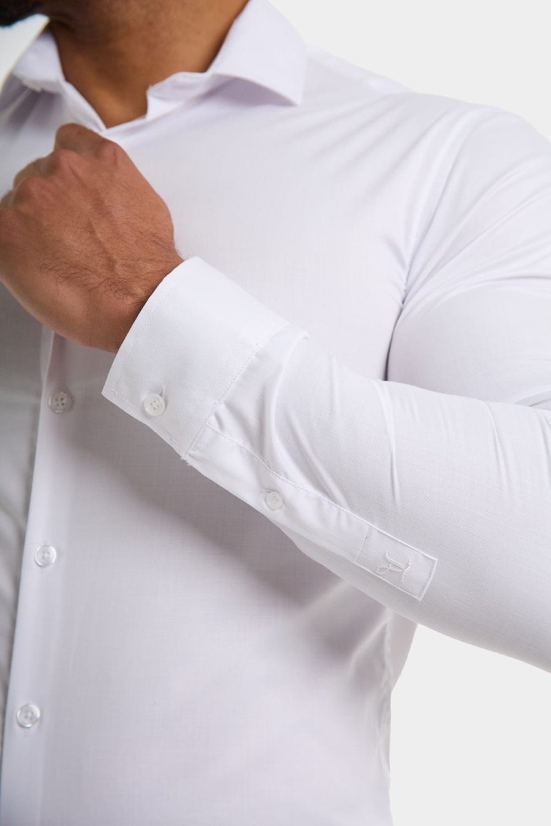 Athletic Fit Cutaway Collar Shirt in White - TAILORED ATHLETE - USA