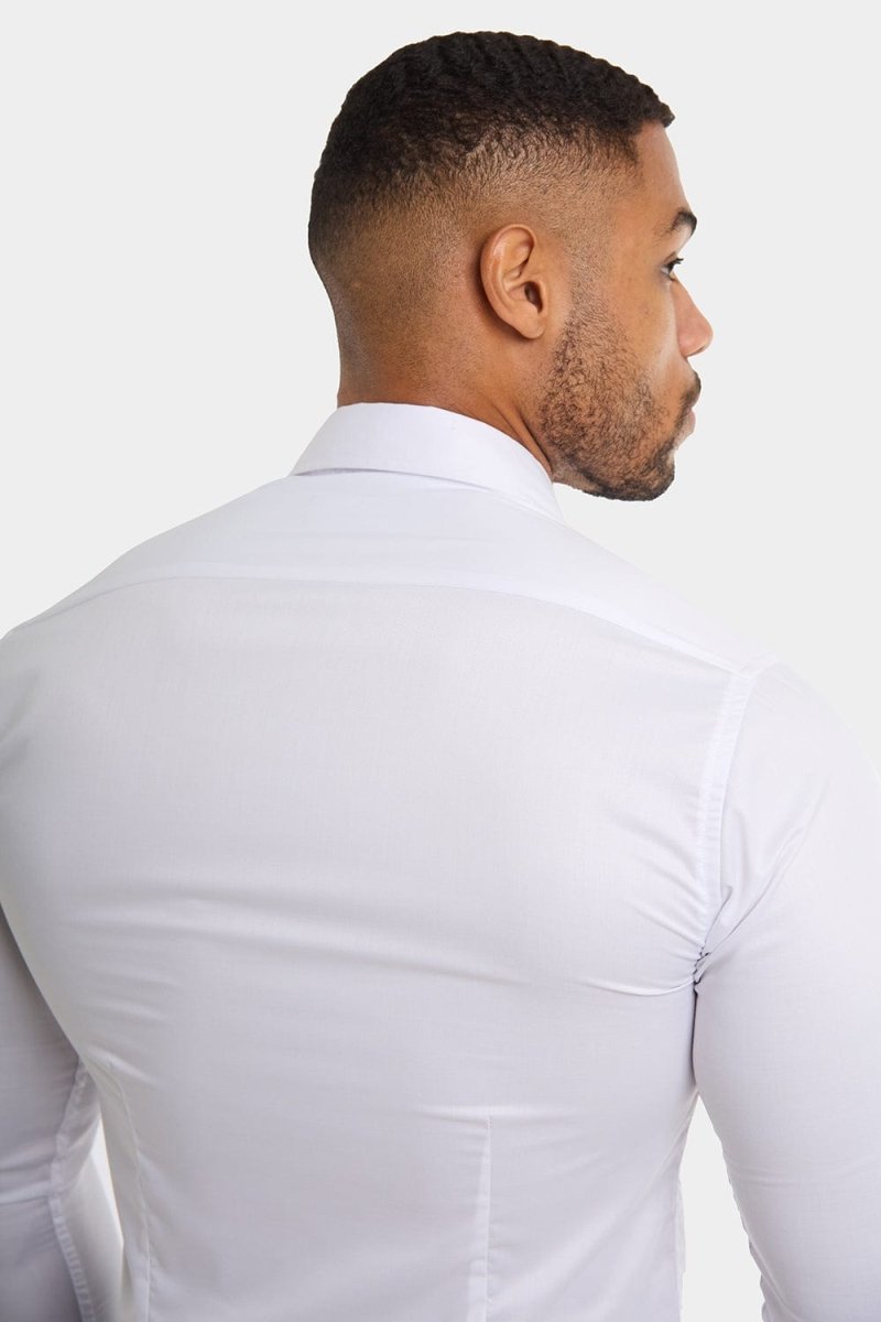 Athletic Fit Cutaway Collar Shirt in White - TAILORED ATHLETE - USA