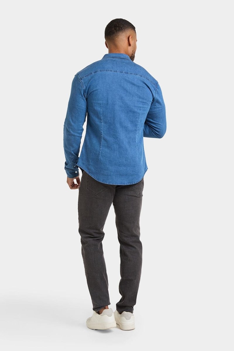 Denim Shirt in Mid Blue - TAILORED ATHLETE - USA
