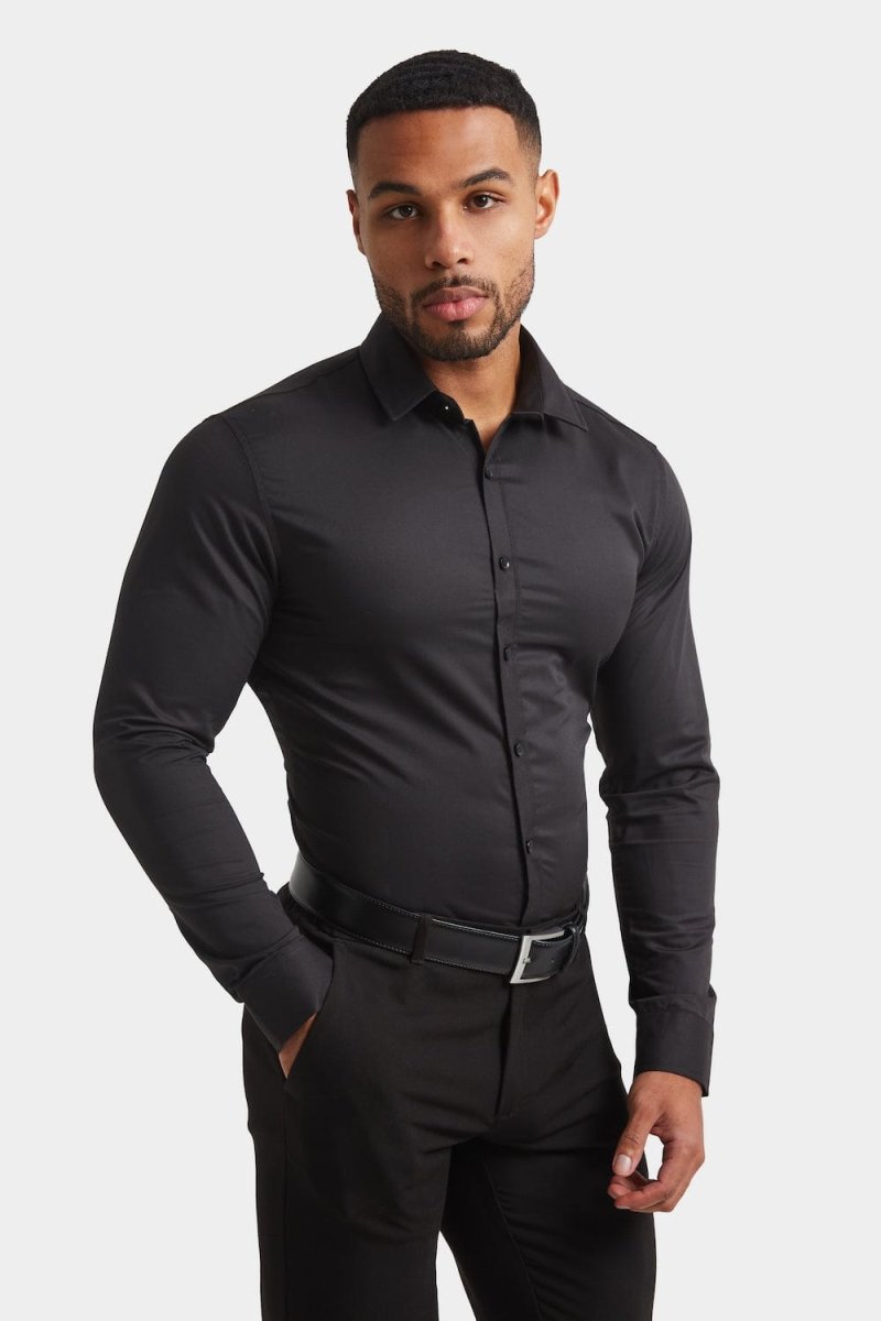 Athletic Fit Dress Shirt in Black - TAILORED ATHLETE - USA