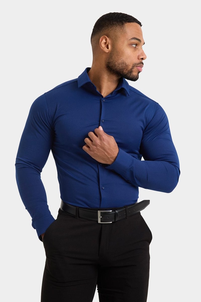 Athletic Fit Dress Shirt in Navy - TAILORED ATHLETE - USA