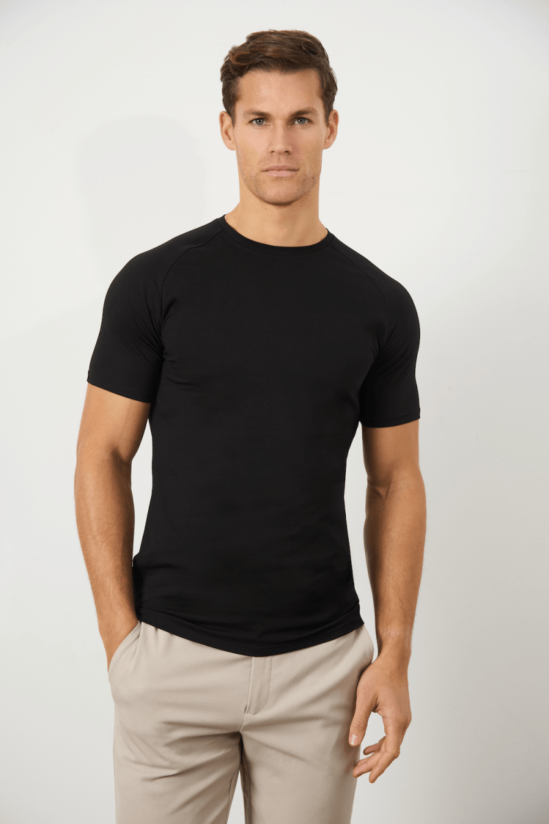 7 Pack Athletic Fit Crew Neck T-Shirt in Black - TAILORED ATHLETE - USA
