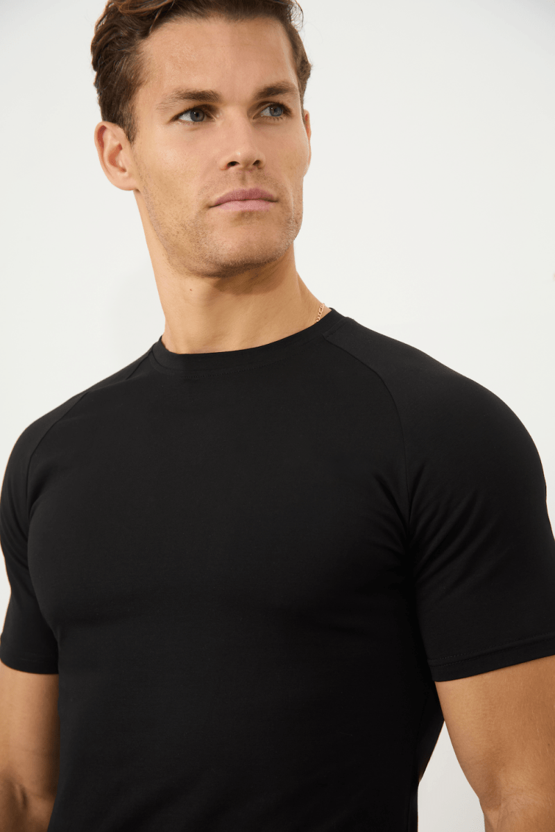 3 Pack Athletic Fit Crew Neck T-Shirt in Black - TAILORED ATHLETE - USA