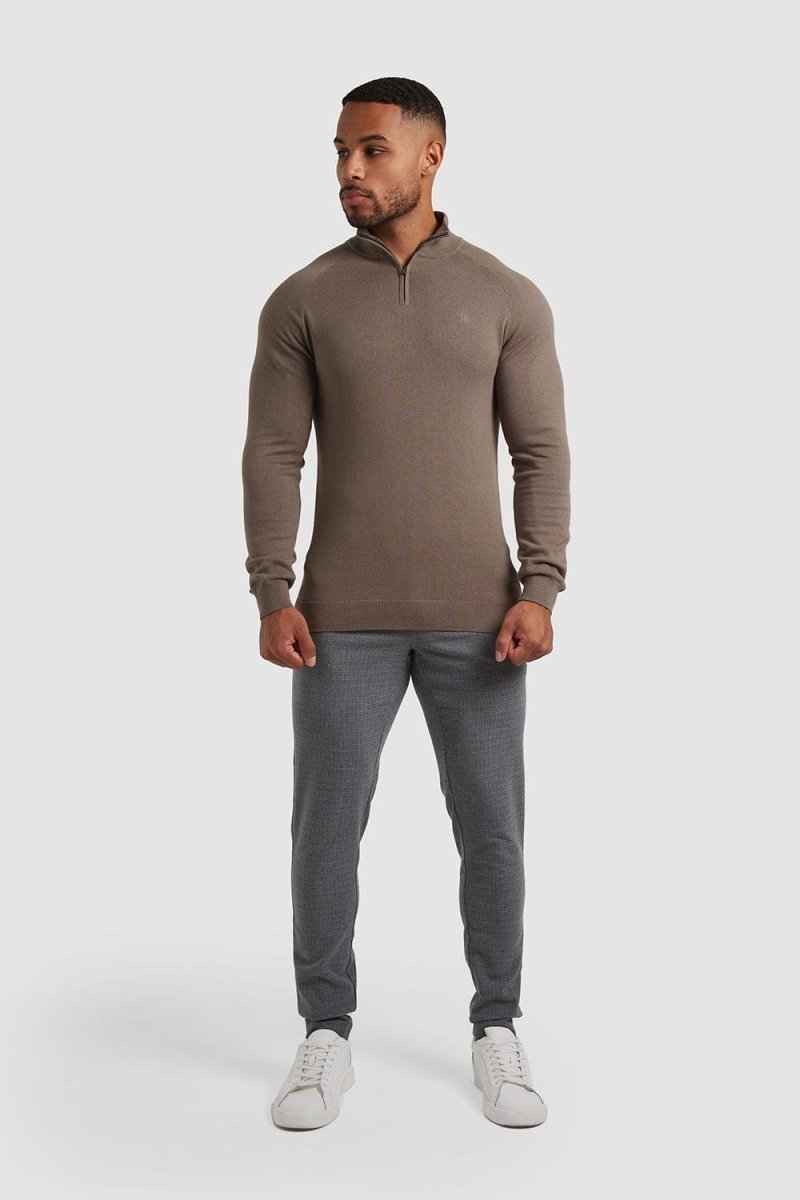 Half Zip Neck in Mole - TAILORED ATHLETE - USA