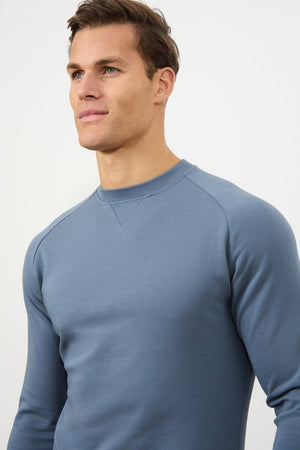 Interlock Crew Neck Sweat in Denim - TAILORED ATHLETE - USA
