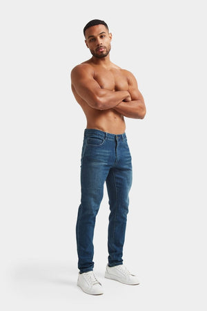 Athletic Fit Jeans in Mid Blue - TAILORED ATHLETE - USA