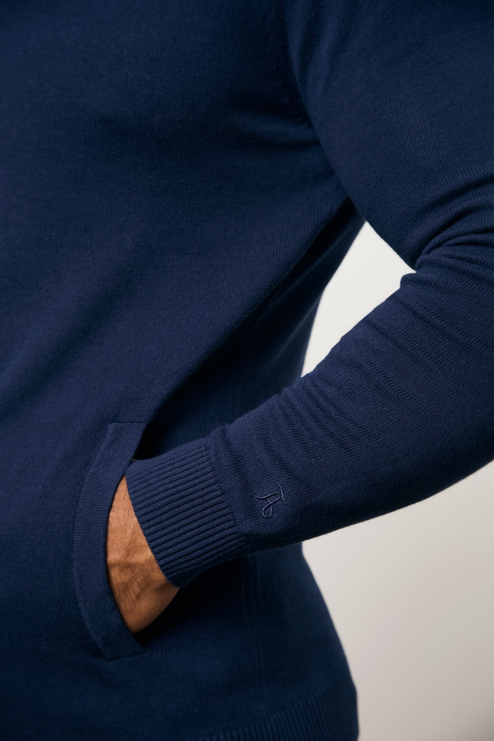 Pure Cotton Knitted Hoodie in Navy - TAILORED ATHLETE - USA