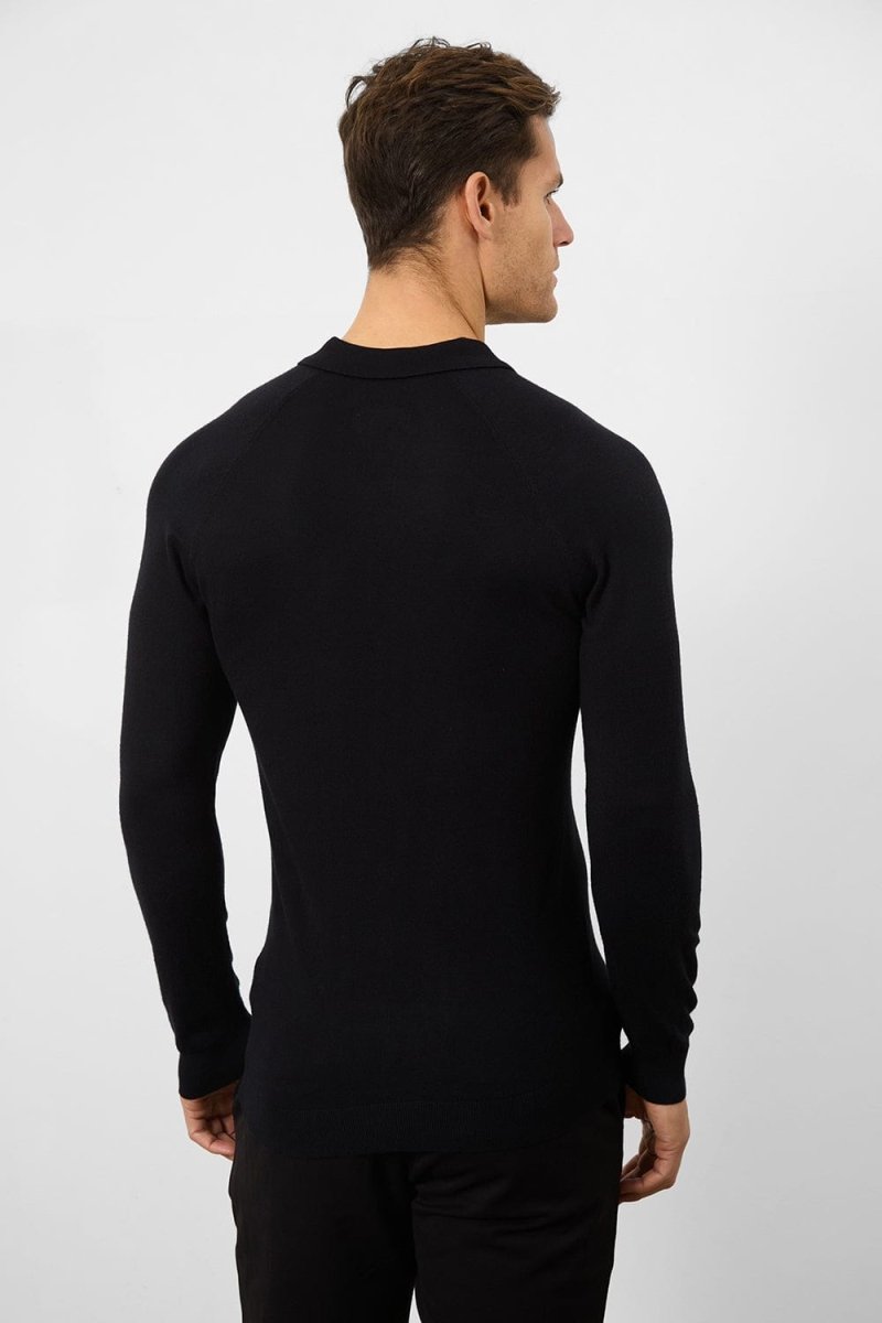 Knitted Polo Shirt in Black - TAILORED ATHLETE - USA