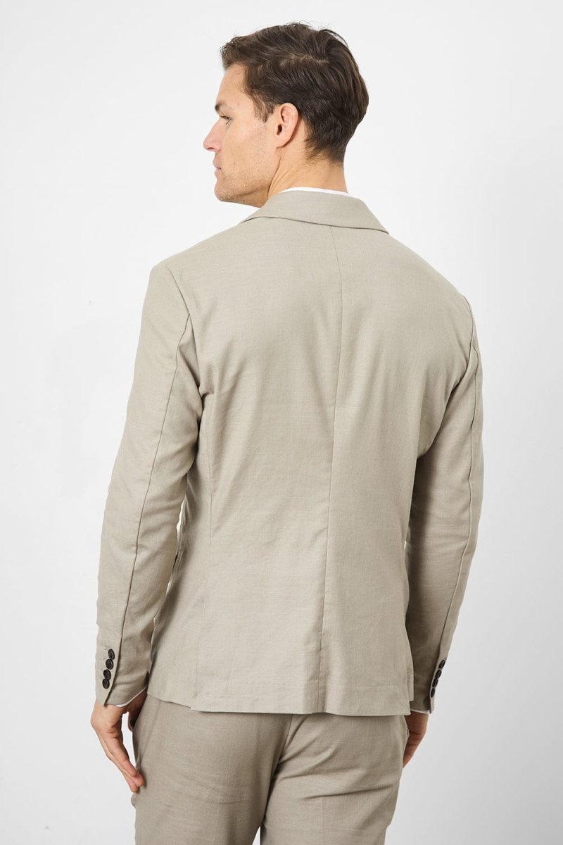 Stretch Linen Blend Suit Jacket in Dark Stone - TAILORED ATHLETE - USA