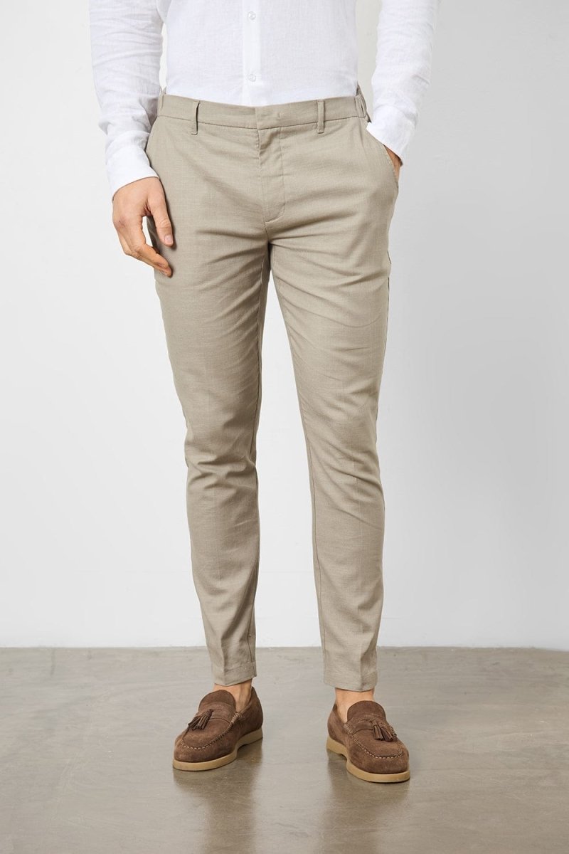 Stretch Linen Blend Suit Pants in Dark Stone - TAILORED ATHLETE - USA