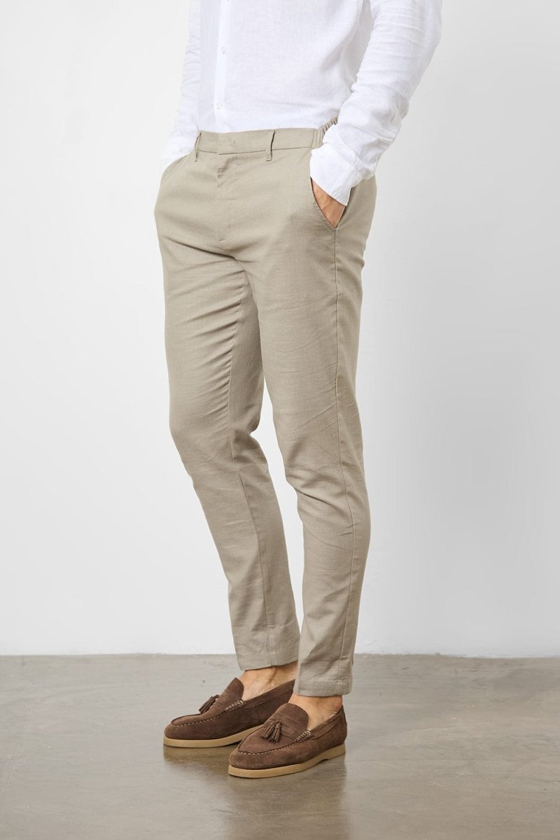 Stretch Linen Blend Suit Pants in Dark Stone - TAILORED ATHLETE - USA