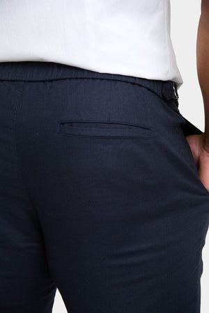 Linen Blend Side Adjuster Shorts in Navy - TAILORED ATHLETE - USA