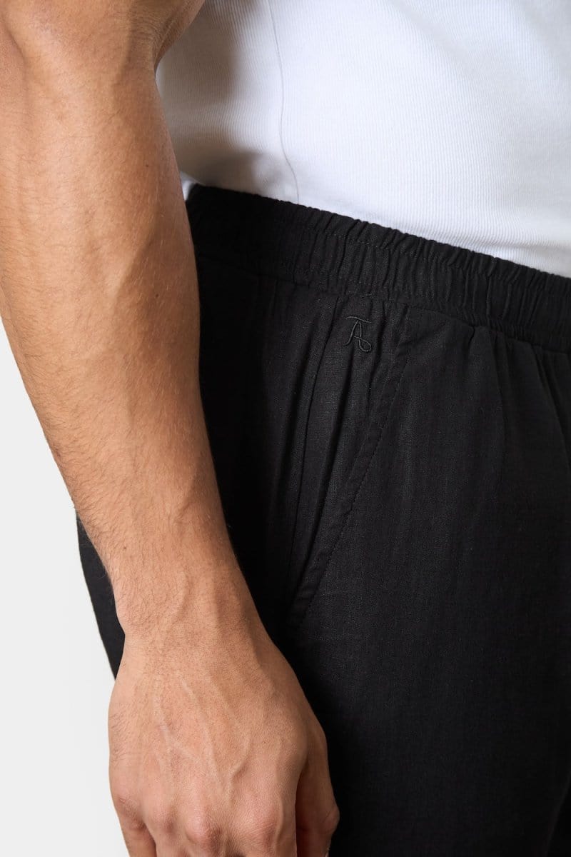 Stretch Linen Blend Shorts in Black - TAILORED ATHLETE - USA