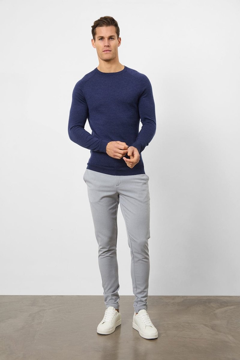 Merino Wool Crew Neck Sweater in Airforce - TAILORED ATHLETE - USA
