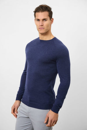 Merino Wool Crew Neck Sweater in Airforce - TAILORED ATHLETE - USA