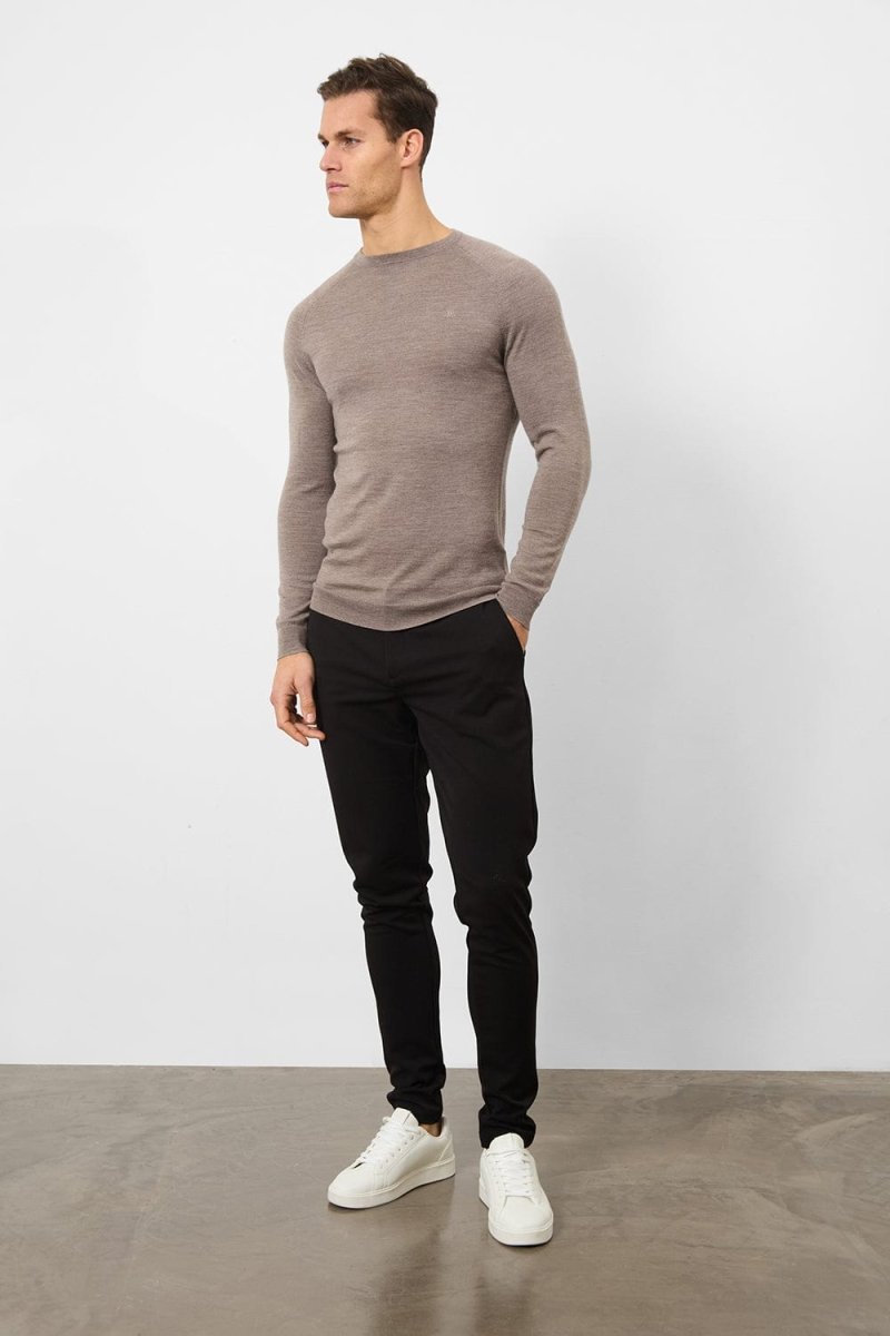 Merino Wool Crew Neck Sweater in Oatmeal Marl - TAILORED ATHLETE - USA