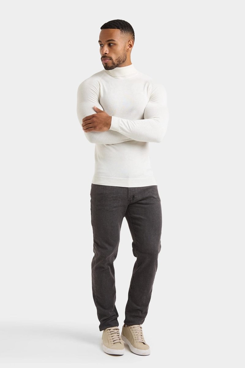 Merino Wool Turtleneck in Chalk - TAILORED ATHLETE - USA