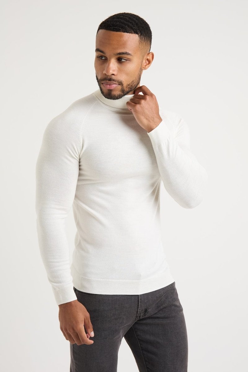 Merino Wool Turtleneck in Chalk - TAILORED ATHLETE - USA