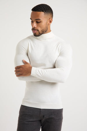 Merino Wool Turtleneck in Chalk - TAILORED ATHLETE - USA