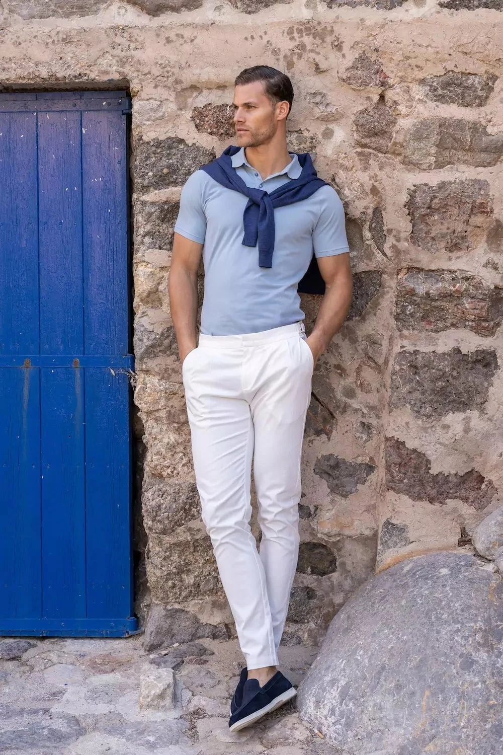 Athletic Fit Polo Shirt in Pale Blue - TAILORED ATHLETE - USA