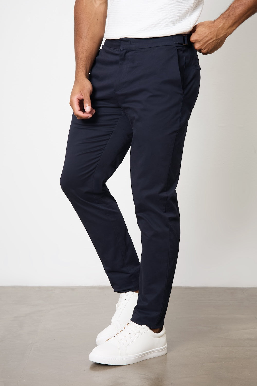 Smart Chino Side Adjuster Pants in Navy - TAILORED ATHLETE - USA