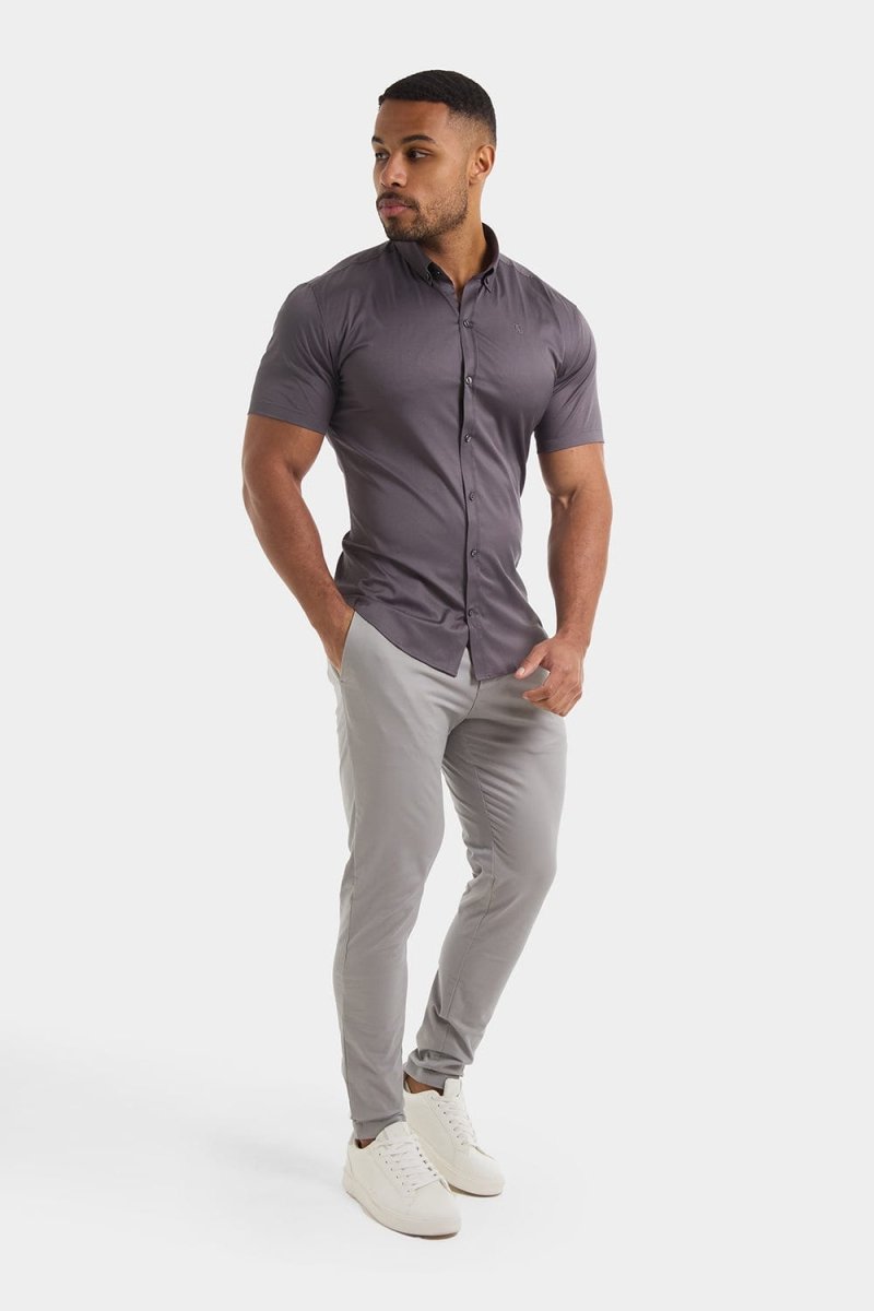Athletic Fit Short Sleeve Signature Shirt in Grey - TAILORED ATHLETE - USA