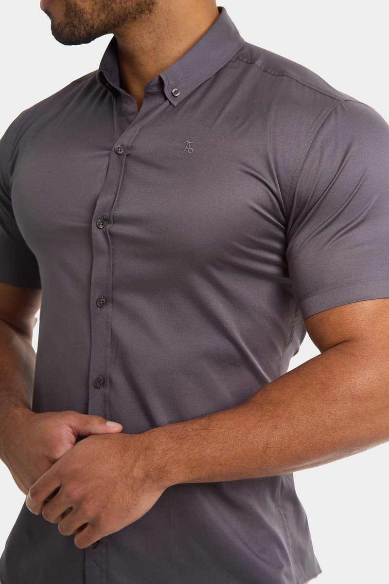 Athletic Fit Short Sleeve Signature Shirt in Grey - TAILORED ATHLETE - USA