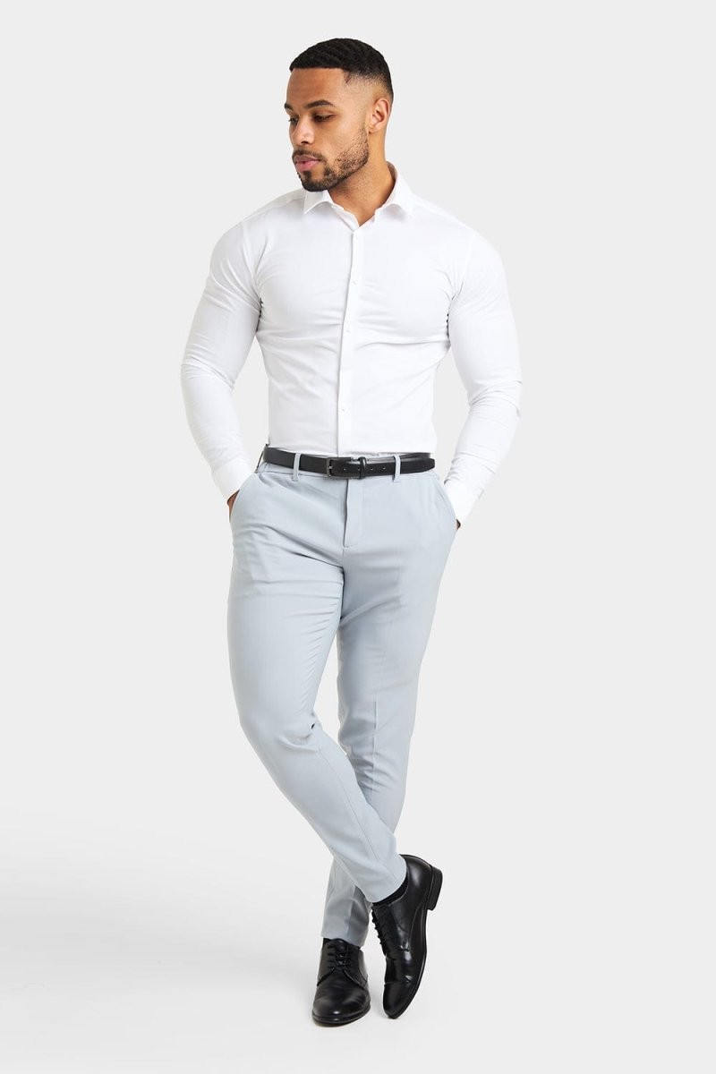 True Athletic Fit Tech Suit Pants in Light Grey - TAILORED ATHLETE - USA