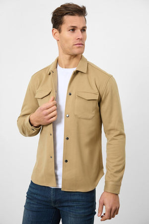 Heavy Twill Jersey Overshirt in Mink - TAILORED ATHLETE - USA