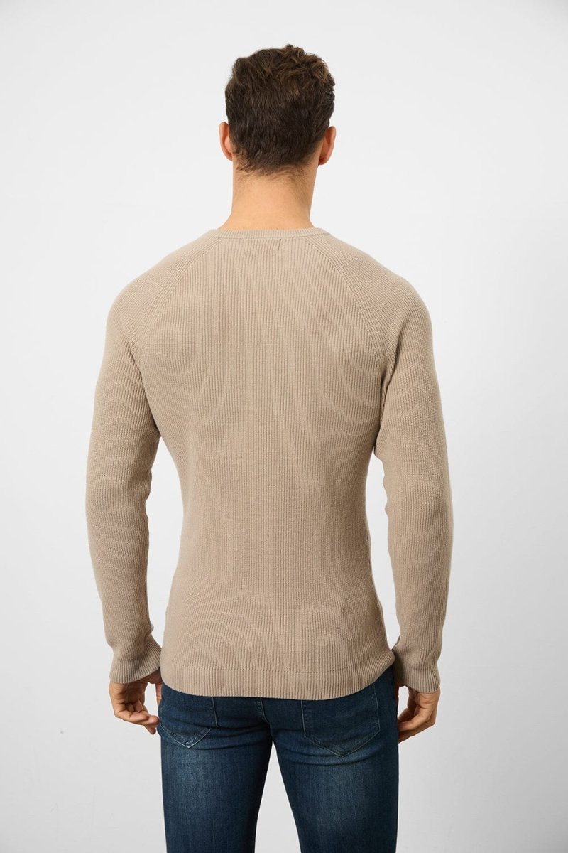 Textured Cotton Crew Neck in Neutral - TAILORED ATHLETE - USA