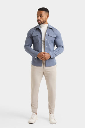 Twill Twin Pocket Overshirt in Slate Blue - TAILORED ATHLETE - USA