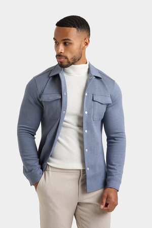 Twill Twin Pocket Overshirt in Slate Blue - TAILORED ATHLETE - USA