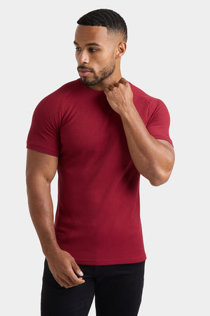 Short Sleeve Waffle T-Shirt in Claret - TAILORED ATHLETE - USA