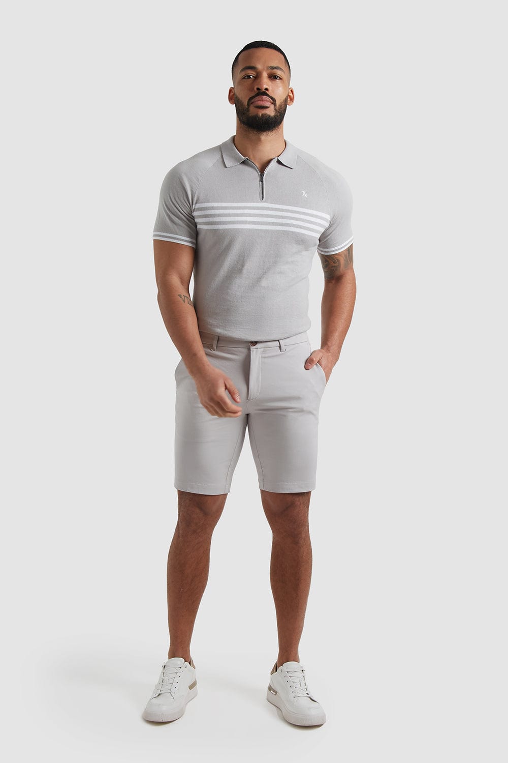 Athletic Fit Chino Shorts in Pale Grey - TAILORED ATHLETE - USA
