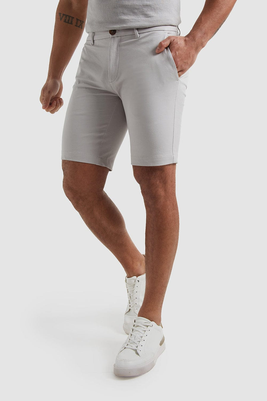 Athletic Fit Chino Shorts in Pale Grey - TAILORED ATHLETE - USA