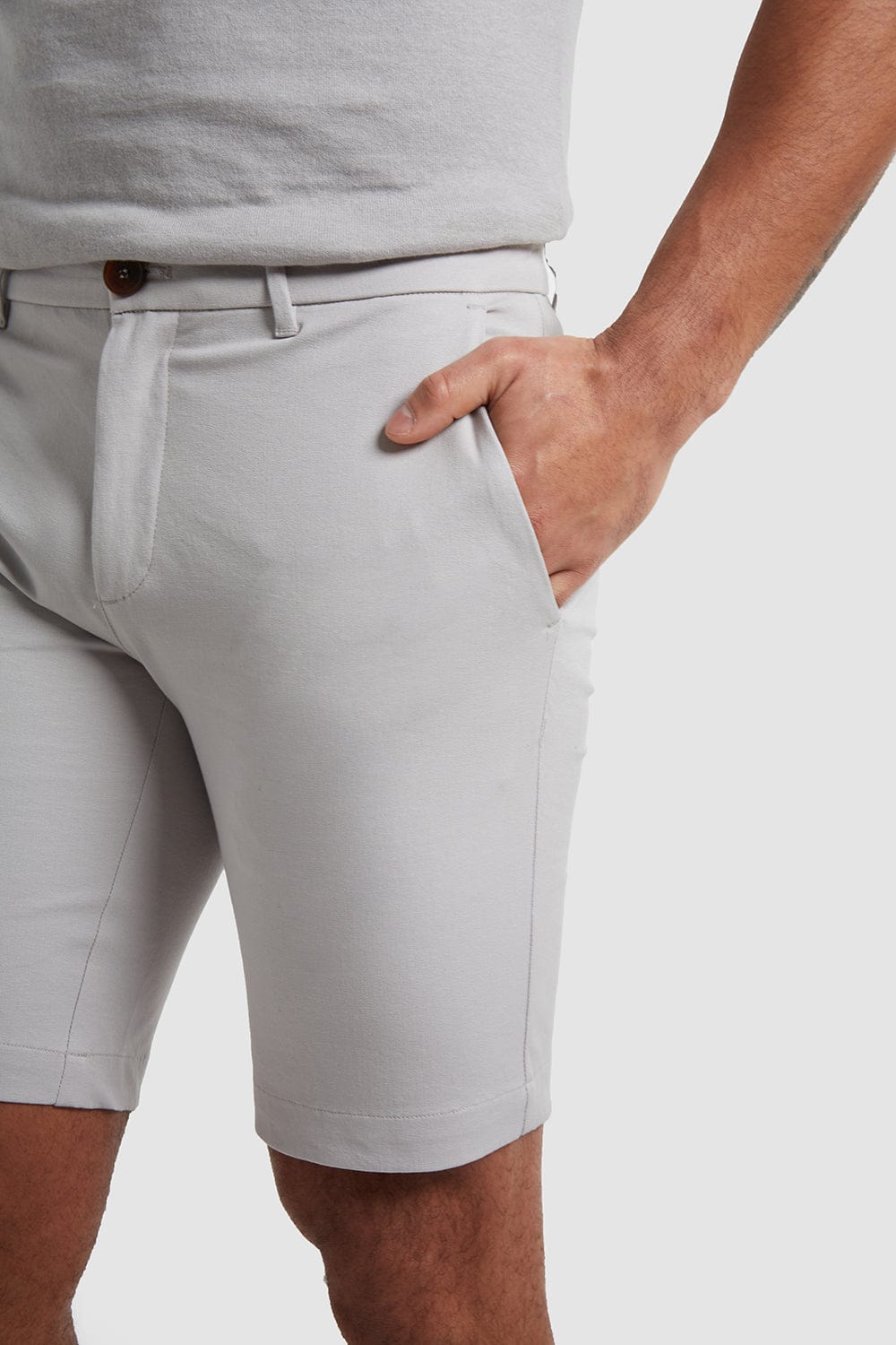 Athletic Fit Chino Shorts in Pale Grey - TAILORED ATHLETE - USA