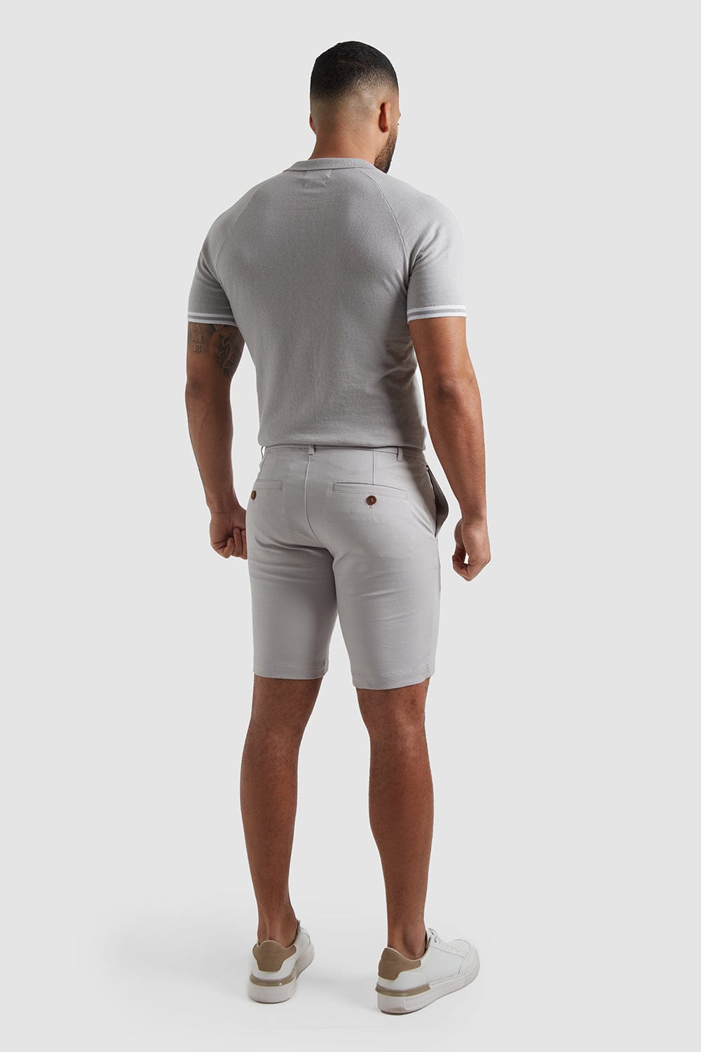 Athletic Fit Chino Shorts in Pale Grey - TAILORED ATHLETE - USA