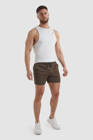Athletic Fit Drawstring Chino Shorts In Khaki - TAILORED ATHLETE - USA